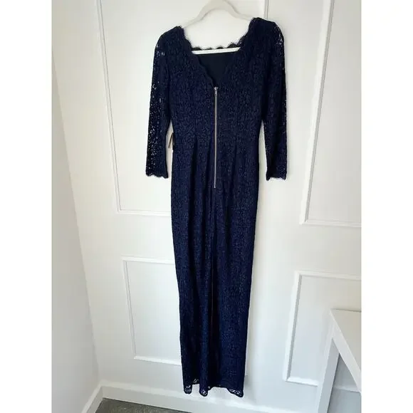 NWT Adriana Papel Long Sleeve Navy blue lace Maxi Dress size 6 - Picture 3 of 12